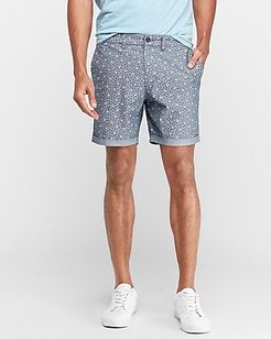 8 Inch Floral Chambray Shorts