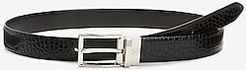 Croc-Embossed Faux Leather Belt