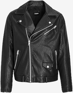 Asymmetrical Zip Faux Leather Moto Jacket