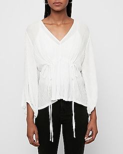 Pleated Balloon Sleeve Top Women's White