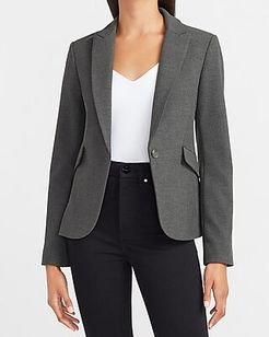 Soft & Sleek Peak Lapel One Button Cropped Business Blazer Gray Women's 00