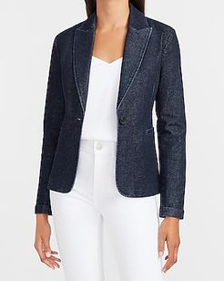 Dark Wash Denim Cropped Business Blazer Women's Dark Wash