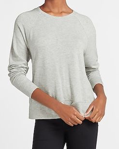 Heathered Side Slit Crew Neck Sweatshirt Women's Silver Heather Gray