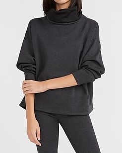 Gray & Black Reversible Cowl Neck Sweatshirt Women's Charcoal Gray