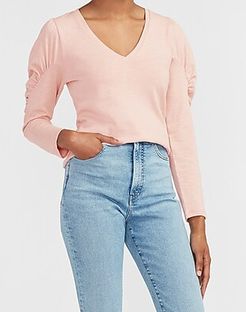 Ruched Puff Sleeve Top Women's Dusty Rose