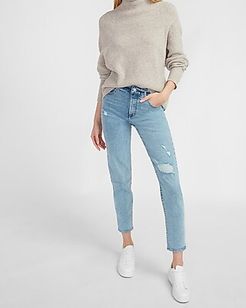 Super High Waisted Ripped Mom Jeans