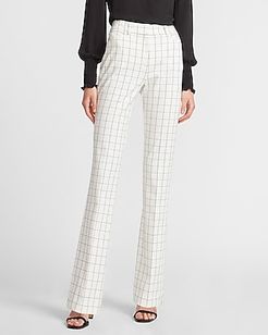 High Waisted Stitched Windowpane Barely Boot Pant Women's White Print