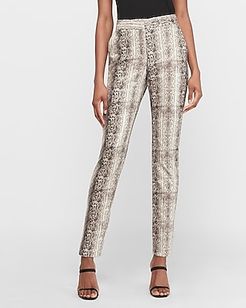 High Waisted Textured Snakeskin Ankle Pant Women's Gray Print