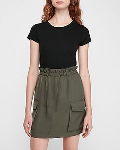 High Waisted Paperbag Cargo Skirt Women's Olive Green