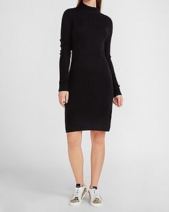 Cozy Mock Neck Sweater Dress Women's Pitch Black