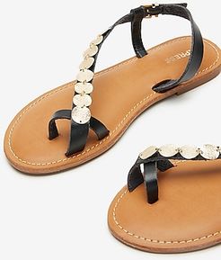 Toe Loop Coin Sandals Women's Pitch Black
