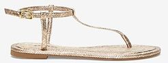 Barely There Snakeskin Print Thong Sandals Gold Women's 6