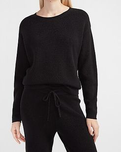 Cozy Ribbed Crew Neck Sweater Women's Pitch Black