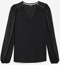 Clip Dot Sleeve Top Women's Pitch Black