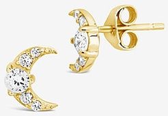 Sterling Forever Cz Crescent Moon Studs Women's Gold