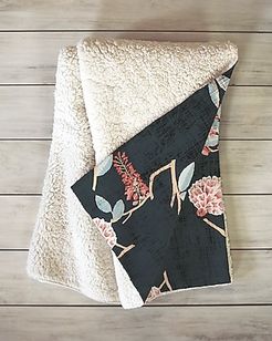 Deny Designs Floralista Sherpa Throw Blanket Black Women's 80X60