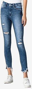 Flying Monkey High Waisted Distressed Cropped Skinny Jeans, Women's Size:25