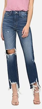 Flying Monkey Super High Waisted Ripped Straight Jeans, Women's Size:30