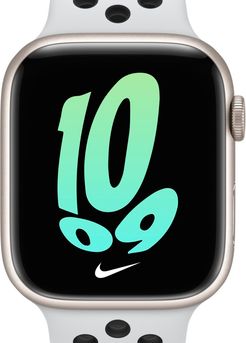 Apple Watch Nike Series 7 (GPS + Cellular) con Nike Sport Band e cassa in alluminio color Starlight - 45 mm - Grigio