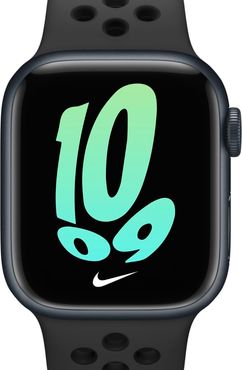 Apple Watch Series 7 (GPS) con Nike Sport Band e cassa in alluminio color Mezzanotte - 41 mm - Nero