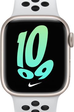 Apple Watch Series 7 (GPS) con Nike Sport Band e cassa in alluminio color Galassia - 41 mm - Grigio
