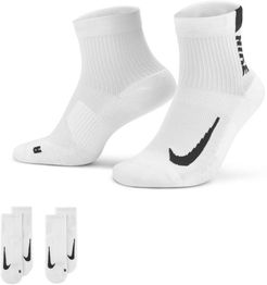 Calze alla caviglia da running Nike Multiplier (2 Paia) - Bianco
