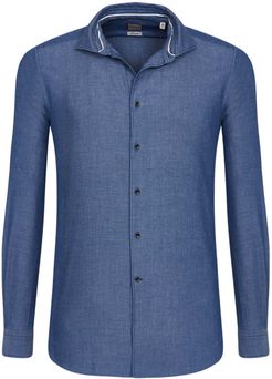Camicia trendy blu navy, extra slim francese