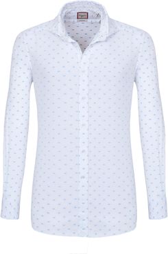 Camicia trendy bianca con fantasia azzurra francese