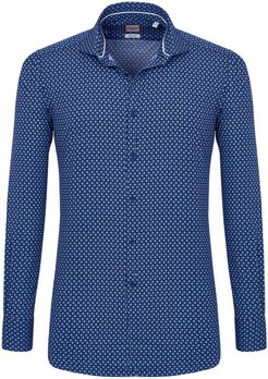 Camicia trendy blu con microfantasia azzurra francese