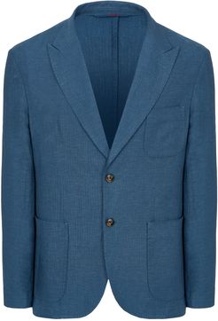 Unlined herringbone sport jacket blue navy