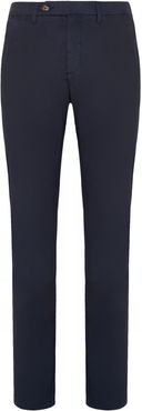 Cotton popeline chinos trousers blue navy