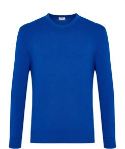 Maglia girocollo blu di cotone