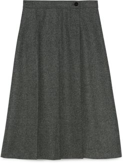 Pleated wool flannel skirt
