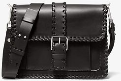 Simone Whipstitch Leather Belted Shoulder Bag