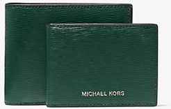 Hudson Crossgrain Leather Billfold Wallet with Passcase