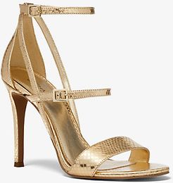 Cardi Metallic Snake Embossed Leather Sandal