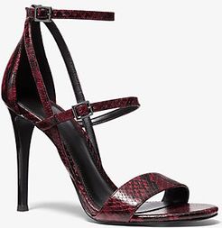 Cardi Snake Embossed Leather Sandal