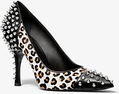 Gracie Leopard Calf Hair and Studded Leather Pump