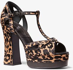 Shirley Leopard Calf Hair Platform Sandal