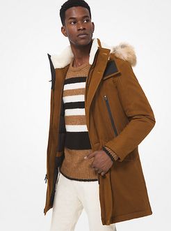 Faux Fur-Trim Cotton Blend Parka