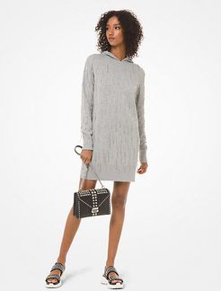 Crystal-Fringed Cotton-Blend Hoodie Dress