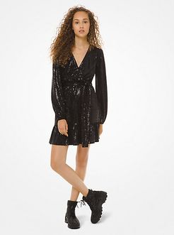 Mirror Dot Matte-Jersey Crossover Dress