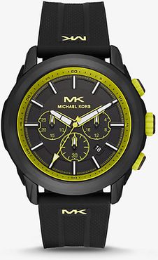 Oversized Kyle Black-Tone and Silicone Watch