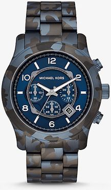 Oversized Runway Blue-Tone Camo Watch