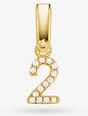 14K Gold-Plated Sterling Silver Pavé Number 2 Charm