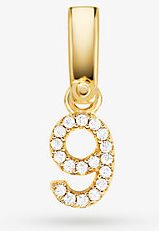 14K Gold-Plated Sterling Silver Pavé Number 9 Charm