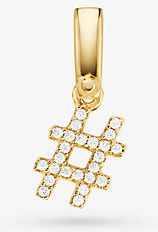 14K Gold-Plated Sterling Silver Pavé Number Sign Charm