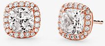 Precious Metal-Plated Sterling Silver Pavé Stud Earrings