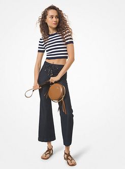 Lace-Up Flared Cropped Jeans