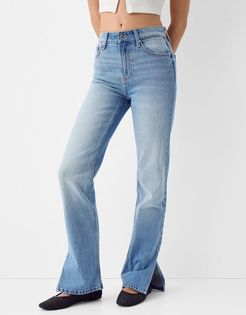 Jeans Flare Comfort Fit Spacco Laterale Donna 48 (Eu 44) Azzurro Lavato
